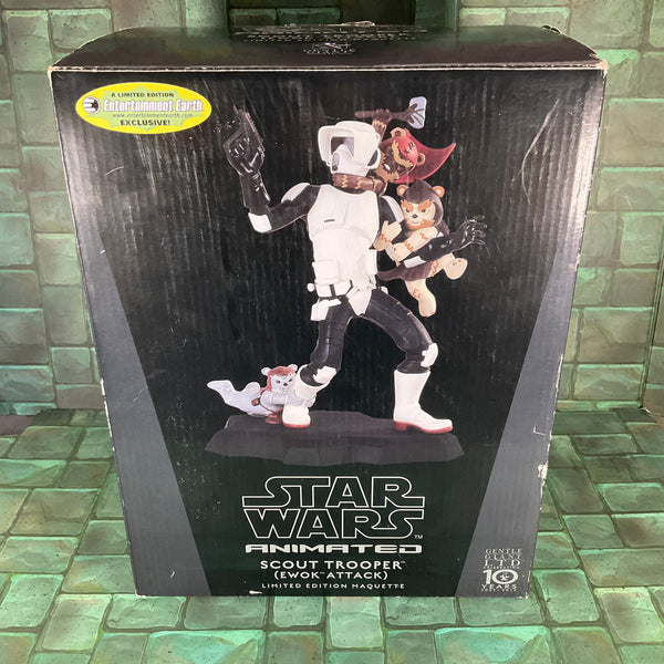Star Wars Gentle Giant Animated Biker Scout Attacked by Ewoks