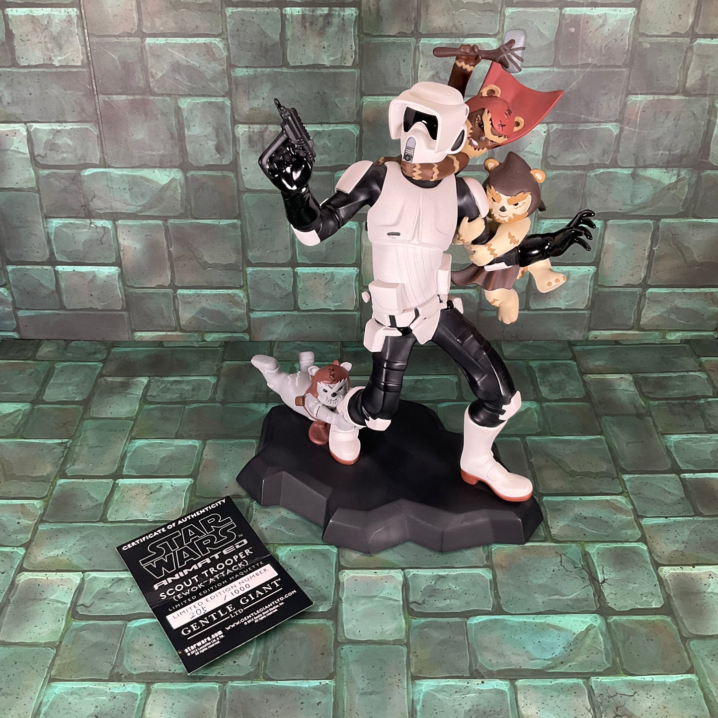 Star Wars Gentle Giant Animated Biker Scout Attacked by Ewoks