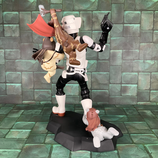 Star Wars Gentle Giant Animated Biker Scout Attacked by Ewoks