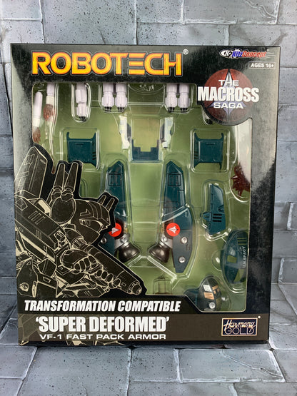 ROBOTECH “Super Deformed” VF-1S Roy Fokker’s Veritech Fighter w/ Upgrade set (as is, missing battle canopy)
