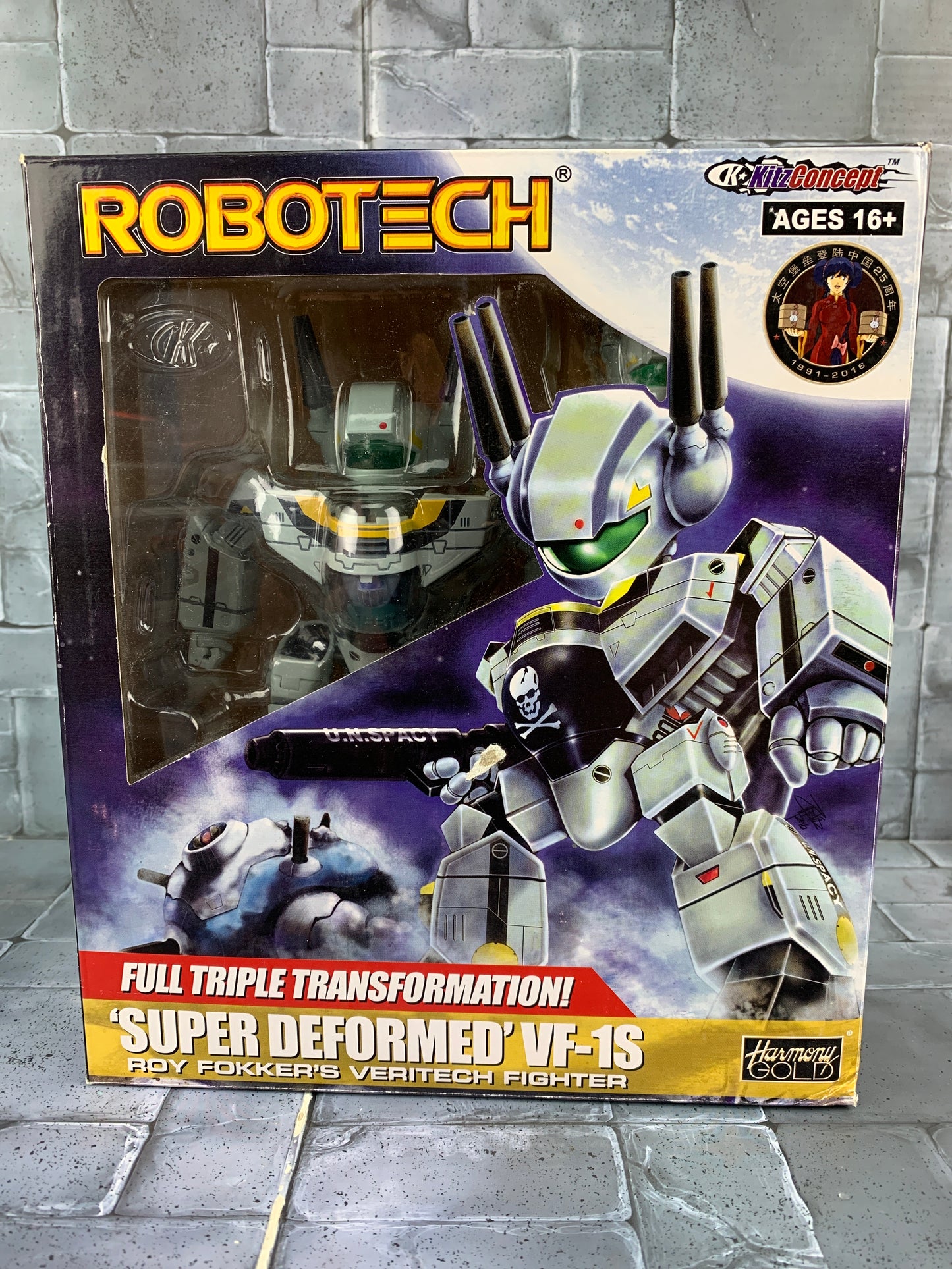 ROBOTECH “Super Deformed” VF-1S Roy Fokker’s Veritech Fighter w/ Upgrade set (as is, missing battle canopy)