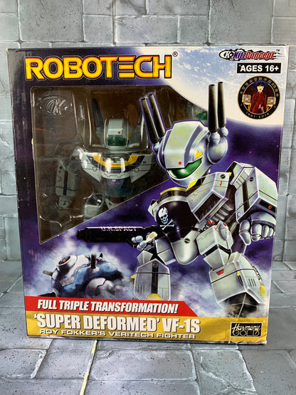 ROBOTECH “Super Deformed” VF-1S Roy Fokker’s Veritech Fighter w/ Upgrade set (as is, missing battle canopy)