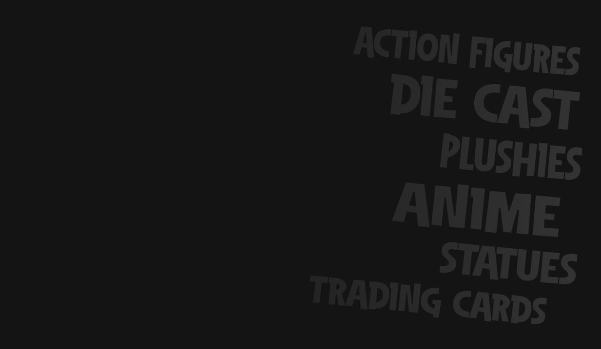 Text listing various collectibles on a black background